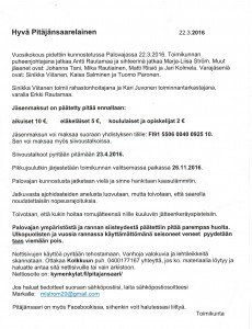 Kirje Saarelaisille 2016
